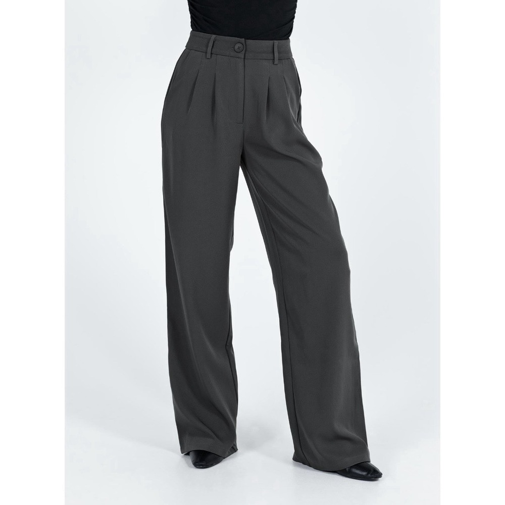 NWT Princess Polly Archer Pants Womens 8 Slate Grey Wide Leg Dress Pants 29x32